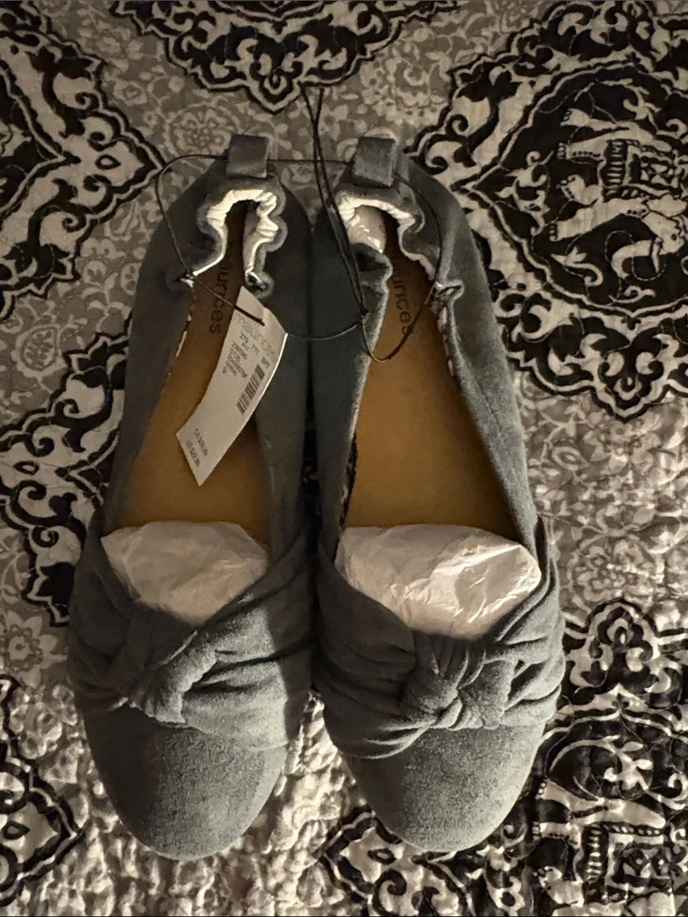Maurices Gray Knot-Top Ballet Flats